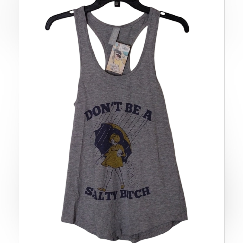 Cotton Heritage Morton Salt Grey Blue Yellow Graphic Image tank top size medium